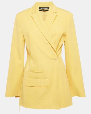 Jacquemus Yellow Linen Blend Double Breasted Blazer S
