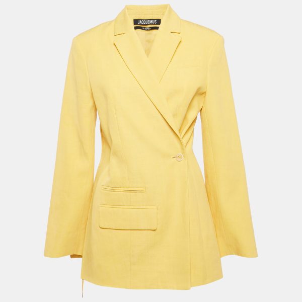 Jacquemus Yellow Linen Blend Double Breasted Blazer S