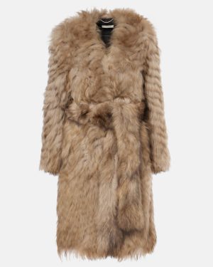 Jacques Wei Herringbone shearling wrap coat