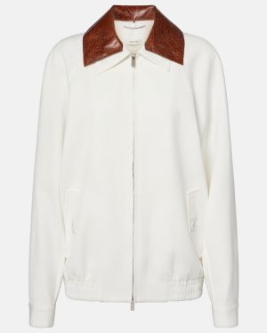 Jacques Wei Leather-trimmed bomber jacket