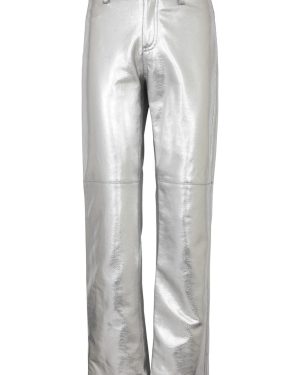 Jakke Cindy Metallic Faux Leather Trousers - Silver - XS (UK6 /xs)