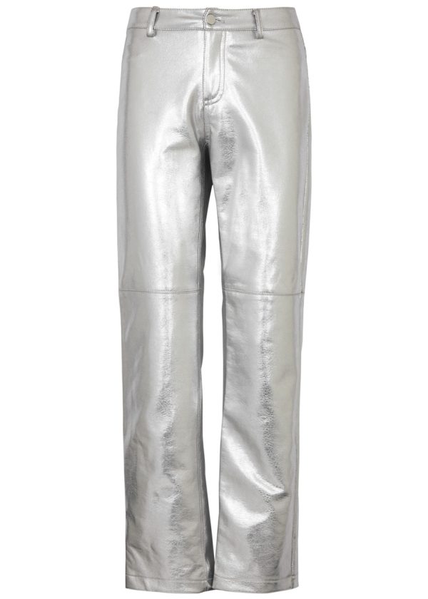Jakke Cindy Metallic Faux Leather Trousers - Silver - XS (UK6 /xs)
