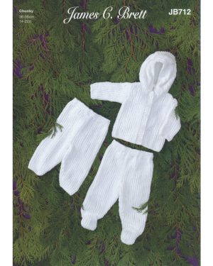 James Brett JB712 Chunky Knitting Pattern Baby Jacket Trousers & Leggings
