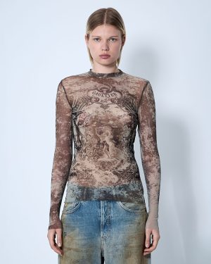 Jean Paul Gaultier Mdaillon Mesh Top - Woman Tops Beige Xs