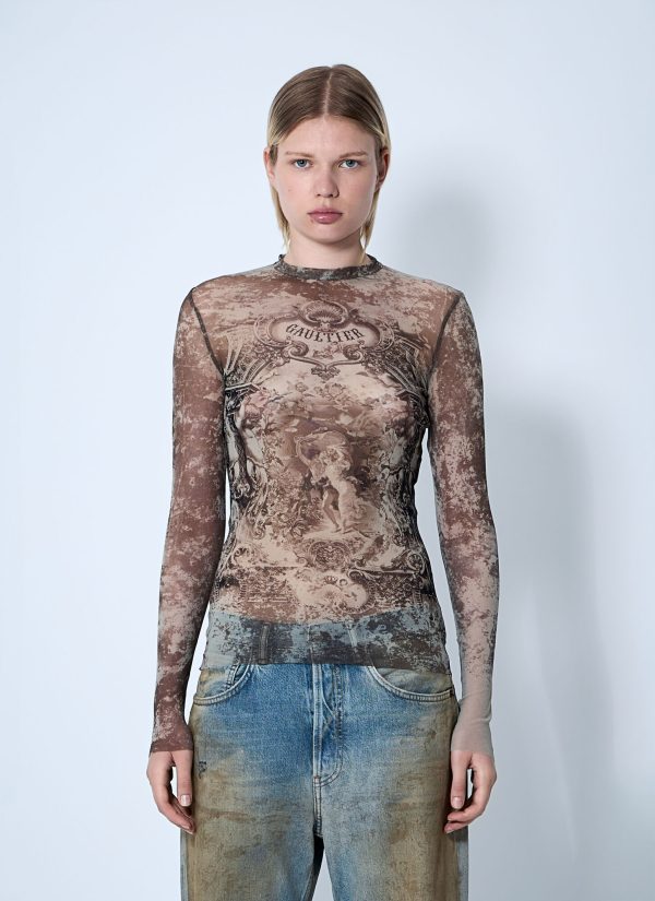 Jean Paul Gaultier Mdaillon Mesh Top - Woman Tops Beige Xs