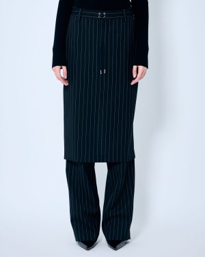 Jean Paul Gaultier Pinstriped Tailored Pants With Skirt Overlay - Woman Pants Black Fr - 40