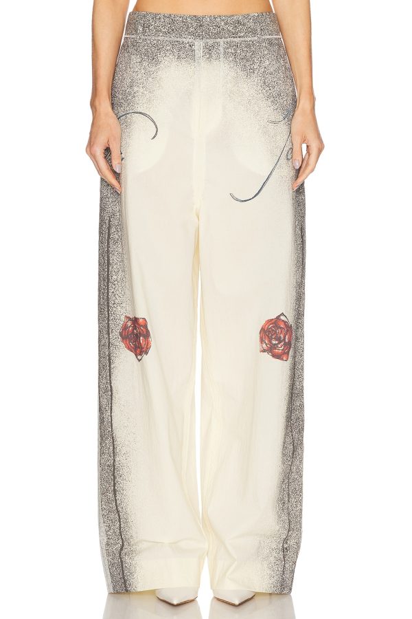 Jean Paul Gaultier Tattoo Tailored Pant in Ecru Black & Red - Cream. Size XS (also in ).