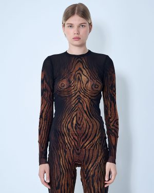 Jean Paul Gaultier Wood Mesh Top - Woman Tops Black M