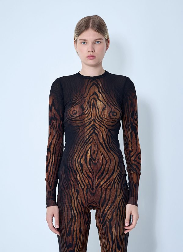 Jean Paul Gaultier Wood Mesh Top - Woman Tops Black M