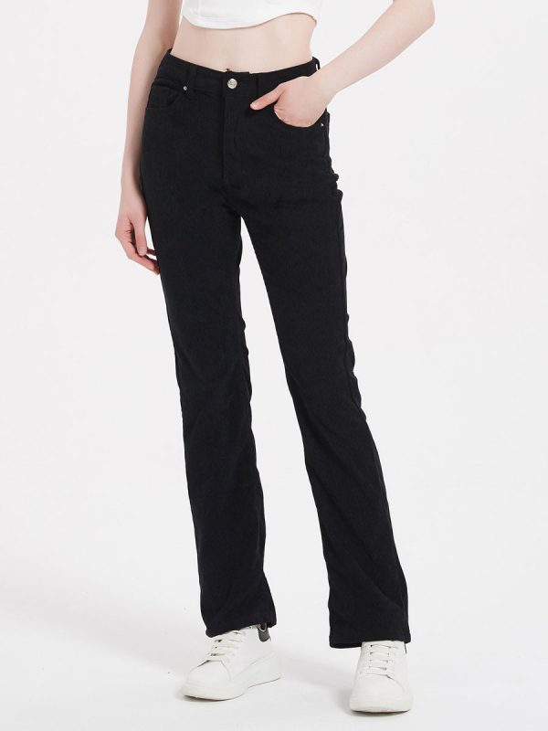 Jeans For Women Fashion Black Straight Denim Bottoms