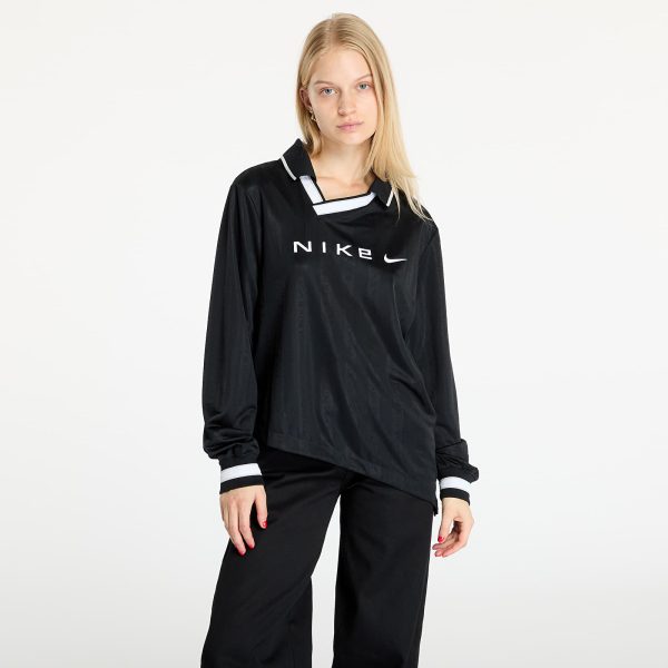 Jersey Nike Sportswear Collection Women's Dri-FIT Jacquard Long-Sleeve Jersey Top Black/ Lt Iron Ore/ White L