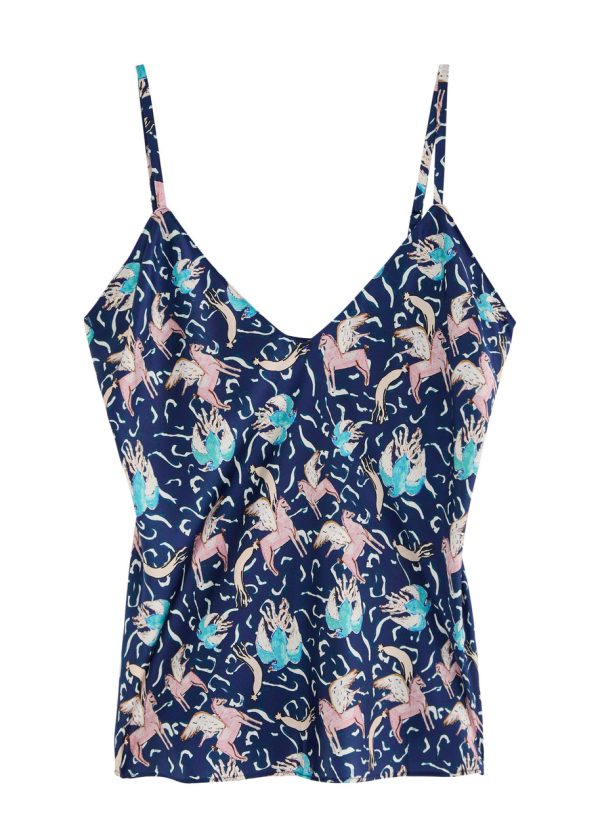 Jessica Russell Flint Pegasus Stretch-silk Camisole - Blue - S (UK8-10 / S)