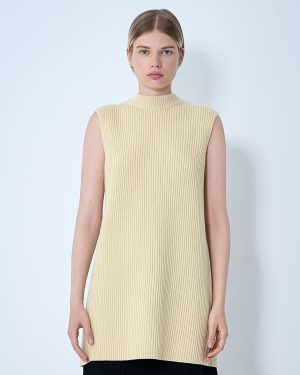 Jil Sander Wool Tunic Top - Woman Knitwear Beige Fr - 34