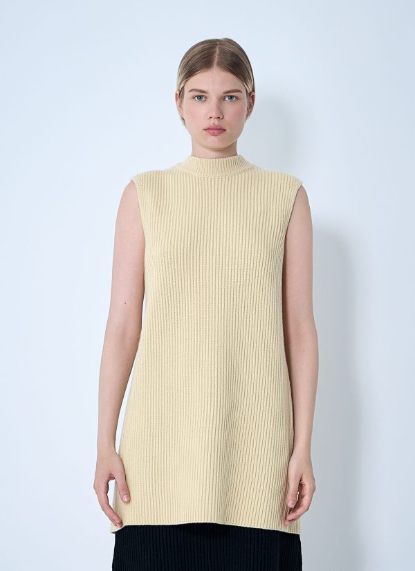Jil Sander Wool Tunic Top - Woman Knitwear Beige Fr - 34