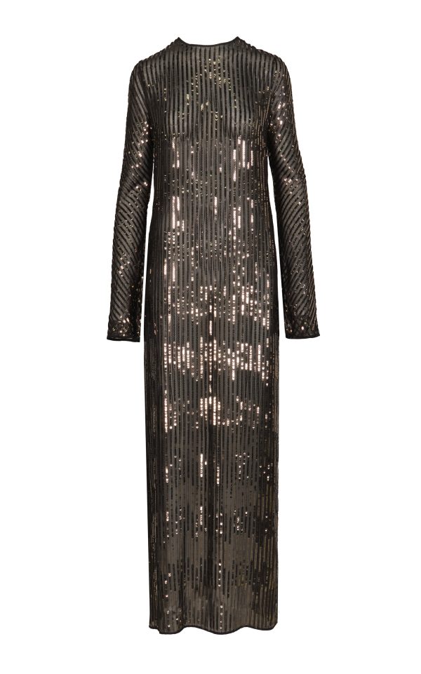Johanna Ortiz - Actitud Nautica Sequined Maxi Tunic Dress - Gold - US 6 - Moda Operandi