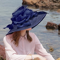 Kentucky Hat Hats Organza Sun Hat Special Occasion Party / Evening Horse Race Melbourne Cup With Floral Headpiece Headwear dress to impress Race Day Dress