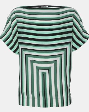 Kenzo Green Stripe Silk Tunic Blouse L