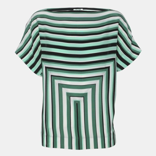 Kenzo Green Stripe Silk Tunic Blouse L