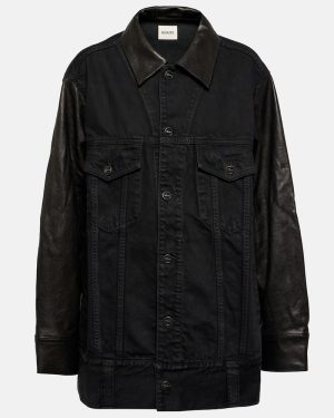 Khaite Grizzo leather-trimmed denim jacket