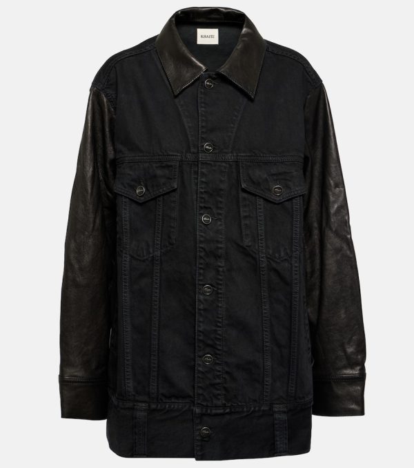 Khaite Grizzo leather-trimmed denim jacket
