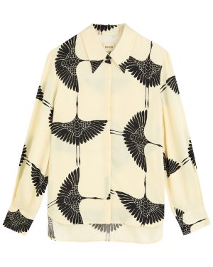 Khaite Minta Printed Satin Shirt - Cream - 10 (UK14 / L)