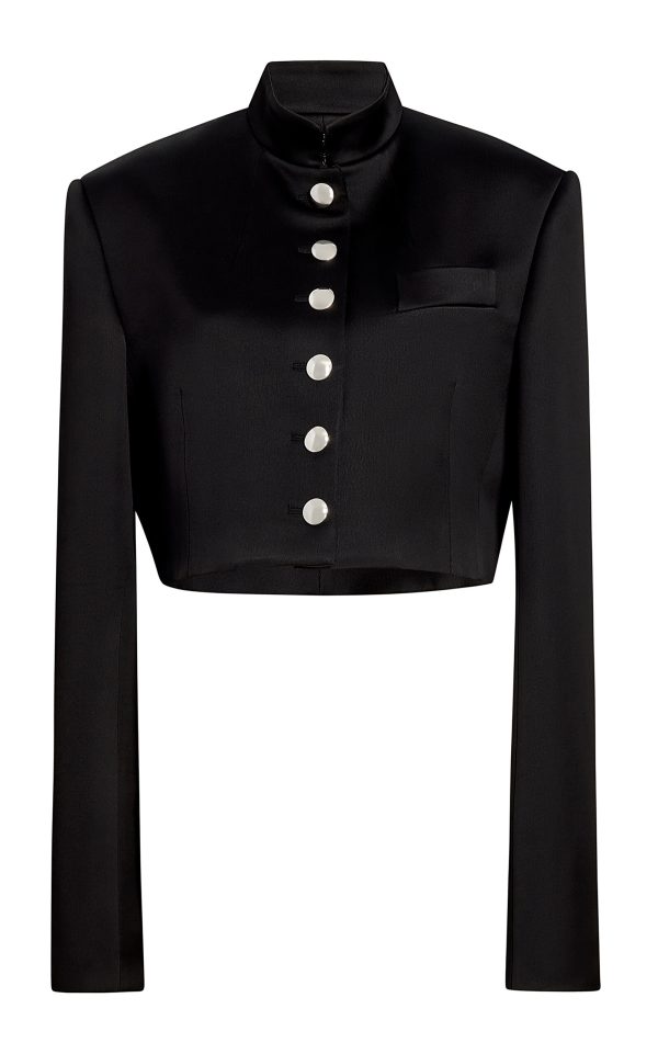 Khaite - Samuelson Cropped Satin Jacket - Black - US 4 - Moda Operandi