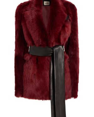 Khaite - Willow Shearling Coat - Burgundy - US 4 - Moda Operandi