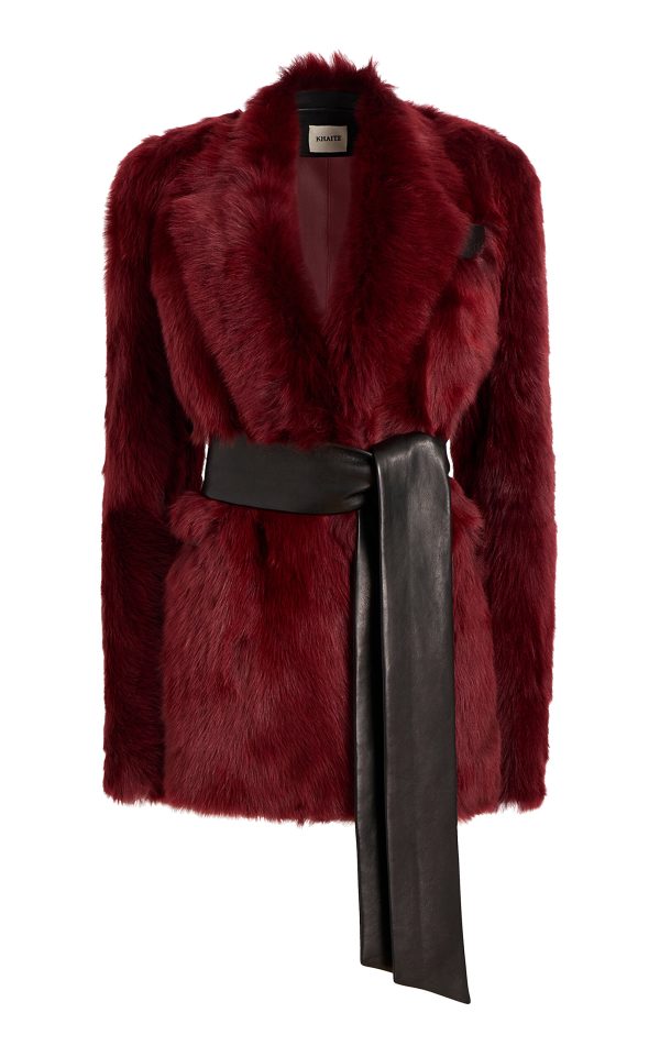 Khaite - Willow Shearling Coat - Burgundy - US 4 - Moda Operandi