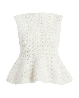 Khaite - Yuka Crocheted Cotton-Blend Peplum Top - White - M - Moda Operandi