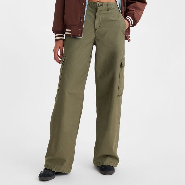 Khaki Baggy Cargo Trousers