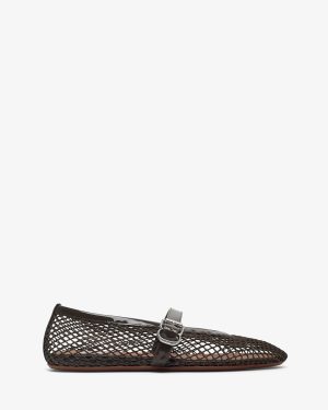 Khaki mesh ballet flats