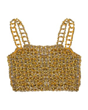 Kilentar - Imole Embellished Woven Tank Top - Gold - XS - Moda Operandi