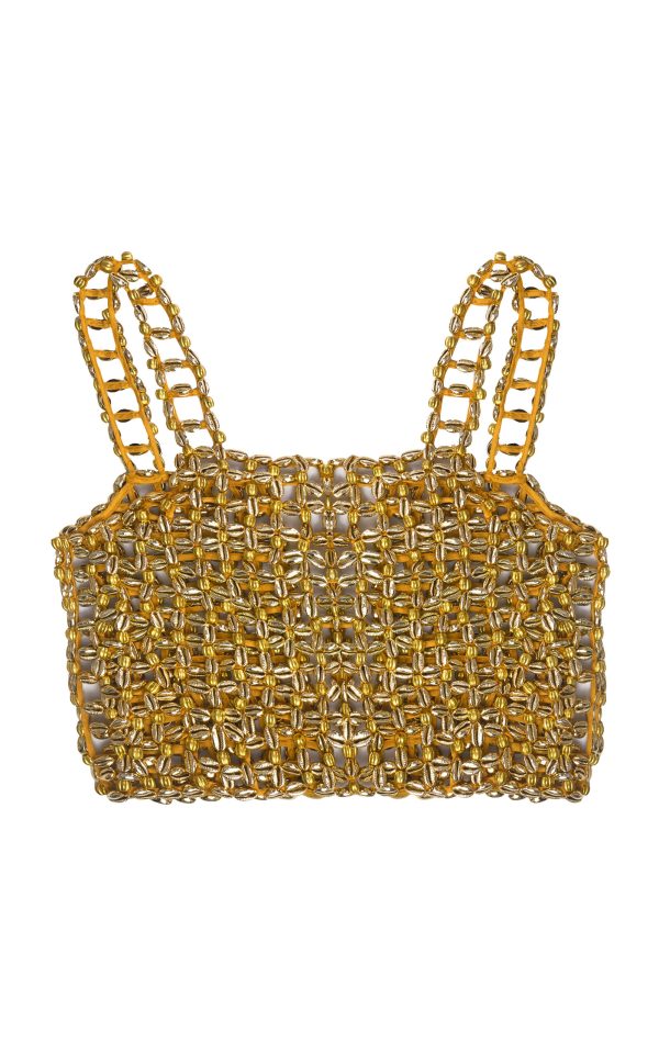 Kilentar - Imole Embellished Woven Tank Top - Gold - XS - Moda Operandi