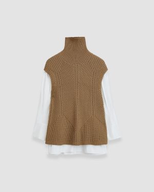Knit Vest Shirt Set - L