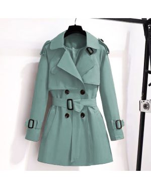 (L, Green Autumn) Trench Coat Women's mid length British style slimming down new 2024 Sp
