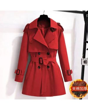 (L, Red Winter) Trench Coat Women's mid length British style slimming down new 2024 Sp