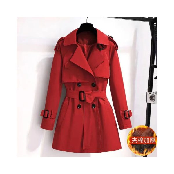 (L, Red Winter) Trench Coat Women's mid length British style slimming down new 2024 Sp