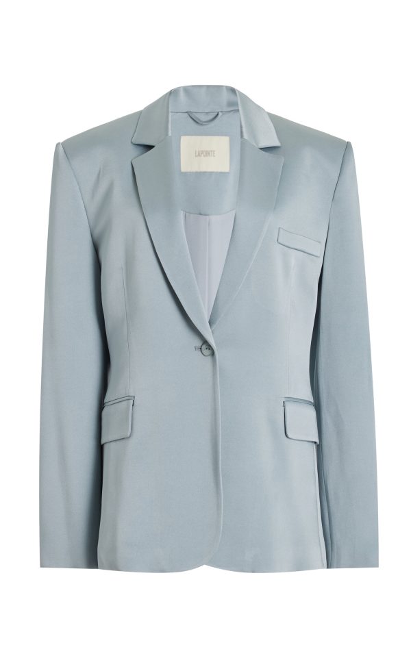 LAPOINTE - Broad-Shoulder Satin Blazer - Blue - US 4 - Moda Operandi