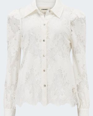 L'Agence - Jenica Lace Blouse in Ivory