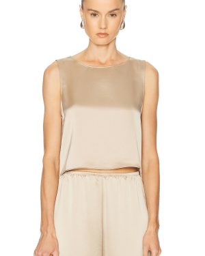LESET Barb Crop Sleeveless Crew Top in Sand - Beige. Size L (also in S).