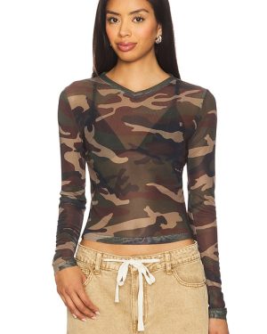 LIONESS The Boulevard Mesh Top in Green. Size M, S, XS, XXS.