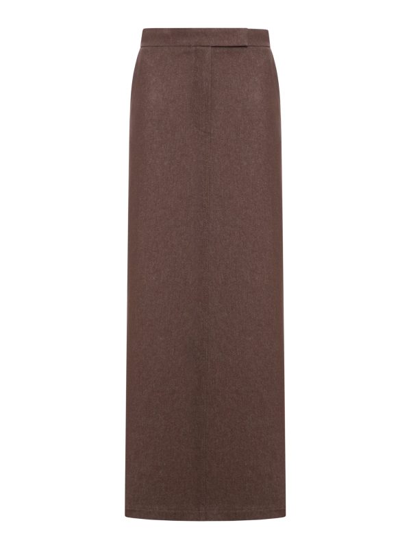 LONG SKIRT IN DENIM EFFECT COTTON - Max Mara - Woman