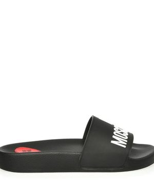 LOVE MOSCHINO Embossed Logo Sliders - Black