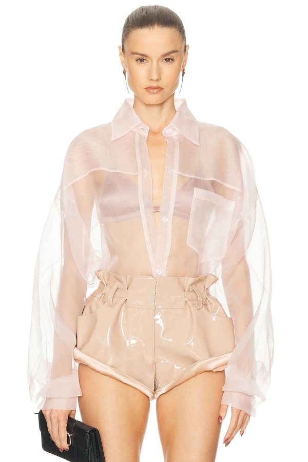 LaQuan Smith Oversized Blouse in Blush - Blush. Size XS (also in ).