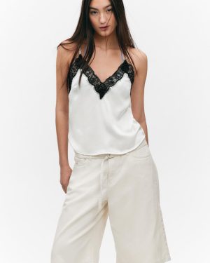 Lace-Trimmed Satin Camisole
