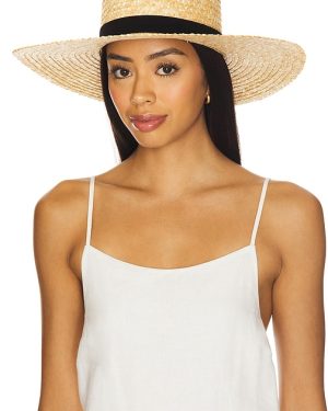 Lack of Color Mira Wide Boater Hat in Tan. Size M.