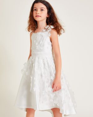 Lauren Floral Asymmetric Dress Ivory