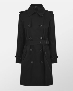 Lauren by Ralph Lauren Double-Breasted Trench Coat - Black