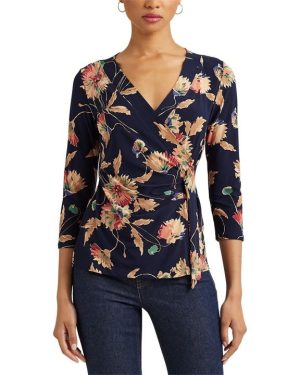 Lauren by Ralph Lauren Jainab Wrap Top - Blue