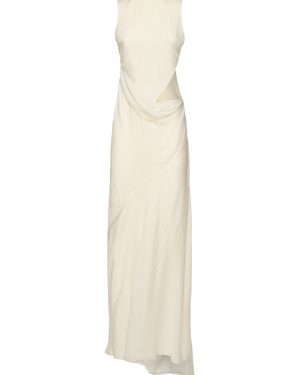 Leah Asymmetric Satin Long Dress
